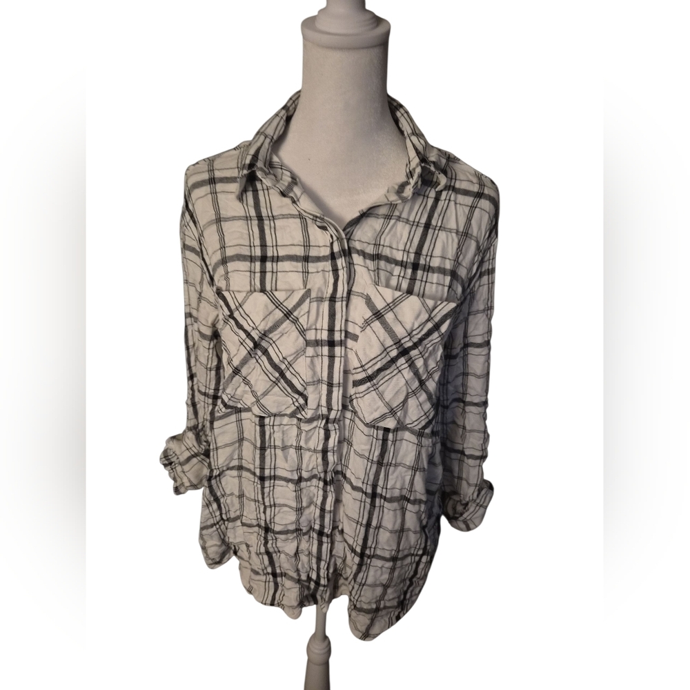 Express Monochrome Plaid Button-Down Shirt